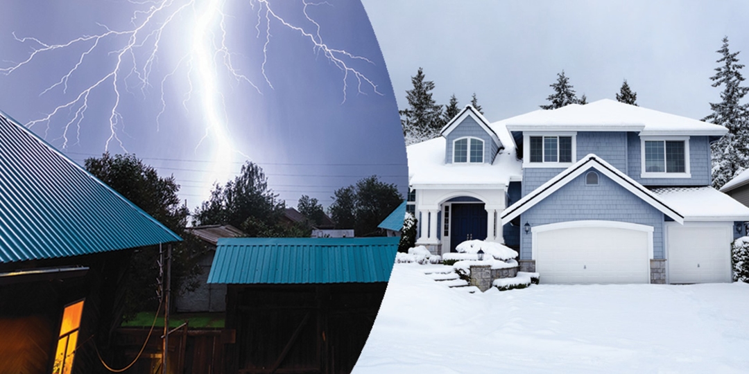 image of a storm and snowy house